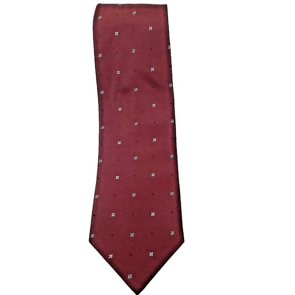 Louis Vuitton Men's Tie 100% Silk  Red Grenadine Damier Dot Pattern Italy - Picture 1 of 4